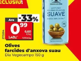 Oferta de Dia Vegecampo - Aceitunas Rellenas De Anchoa Suave por 0,99€ en Dia