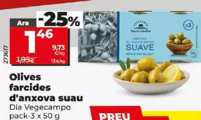 Oferta de Dia Vegecampo - Aceitunas Rellenas De Anchoa Suave por 1,46€ en Dia