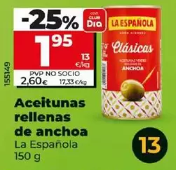 Oferta de La Española - Aceitunas Rellenas De Anchoa por 1,95€ en Dia