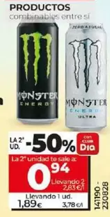 Oferta de Monster - Bebida Energética Original / Ultra White Lata 50 Cl por 1,89€ en Dia