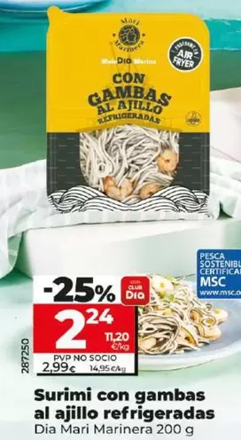 Oferta de Dia Mari Marinera - Surimi Con Gambas Al Ajillo Refrigeradas  por 2,24€ en Dia