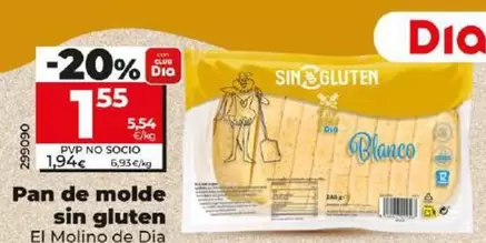 Oferta de El Molino De Dia - Pan De Molde Sin Gluten  por 1,55€ en Dia