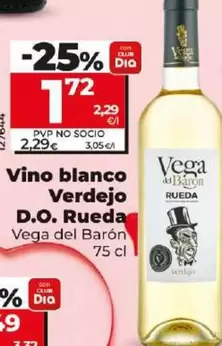 Oferta de Vega Del Barón - Vino Blanco Verdejo D.O. Rueda  por 1,72€ en Dia