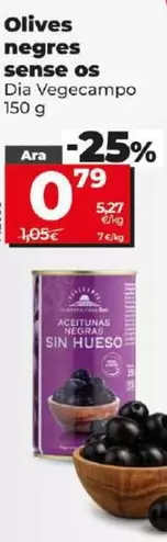 Oferta de Dia Vegecampo - Aceitunas Negras Sin Hueso por 0,79€ en Dia