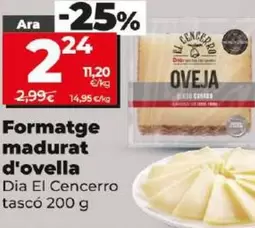Oferta de Dia El Cencerro - Queso Curado De Oveja por 2,24€ en Dia
