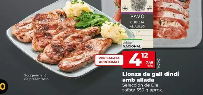 Oferta de Seleccion De Dia - Chuleta De Pavo Al Ajillo  por 4,12€ en Dia