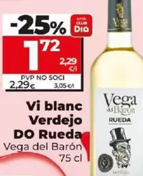 Oferta de Vega Del Barón - Vino Blanco Verdejo D.O. Rueda  por 1,72€ en Dia