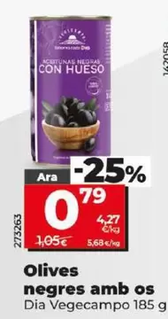 Oferta de Dia Vegecampo - Aceitunas Negras Con Hueso por 0,79€ en Dia