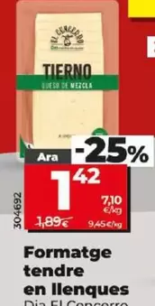 Oferta de Dia El Cencerro - Queso Tierno En Lonchas por 1,42€ en Dia