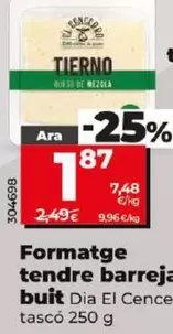 Oferta de Dia El Cencerro - Queso Tierno Mezcla Vacio por 1,87€ en Dia