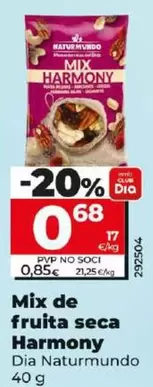 Oferta de Dia Naturmundo - Mix De Frutos Secos Harmony  por 0,68€ en Dia