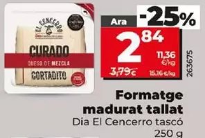 Oferta de Dia El Cencerro - Queso Curado Cortadito por 2,84€ en Dia