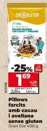 Oferta de Gran Dia - Pillows Rellenos Con Cacao Y Avellana Sin Gluten  por 1,69€ en Dia