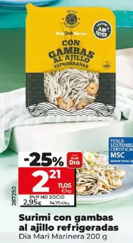 Oferta de Dia Mari Marinera - Surimi Con Gambas Al Ajillo Refrigeradas  por 2,21€ en Dia