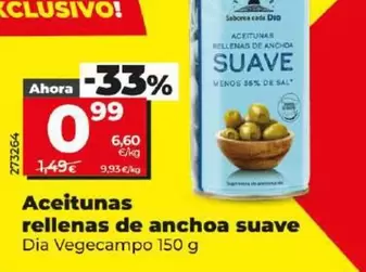Oferta de Dia Vegecampo - Aceitunas Rellenas De Anchoa Suave por 0,99€ en Dia