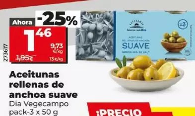 Oferta de Dia Vegecampo - Aceitunas Rellenas De Anchoa Suave por 1,46€ en Dia