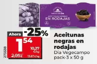 Oferta de Dia Vegecampo - Aceitunas Negras En Rodajas por 1,54€ en Dia