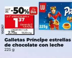 Oferta de Lu - Galletas Príncipe Estrellas De Chocolate Con Leche  por 2,75€ en Dia