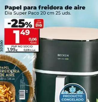 Oferta de Dia Super Paco - Papel Para Freidora De Aire por 1,49€ en Dia