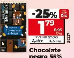 Oferta de Dia Temptation - Chocolate Negro 55% Cacao Con Almendras por 1,79€ en Dia