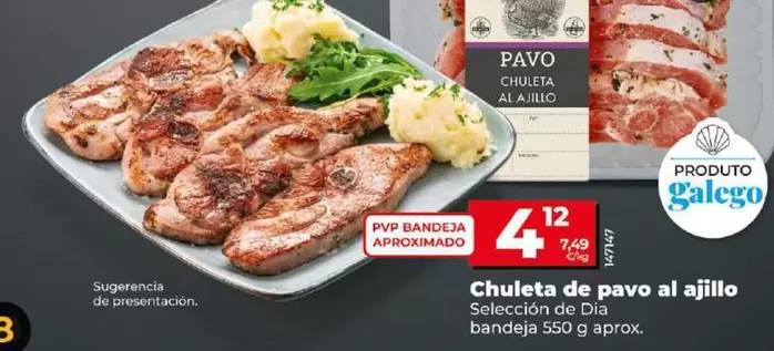 Oferta de Seleccion De Dia - Chuleta De Pavo Al Ajillo por 4,12€ en Dia
