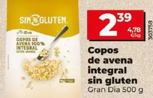 Oferta de Gran Dia - Copos De Avena Integral Sin Gluten  por 2,39€ en Dia