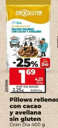 Oferta de Gran Dia - Pillows Rellenos Con Cacao Y Avellana Sin Gluten  por 1,69€ en Dia