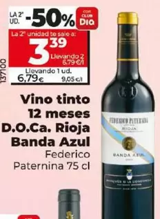 Oferta de Federico Paternina - Vino Tinto 12 Meses D.O.Ca. Rioja Banda Azul por 6,79€ en Dia