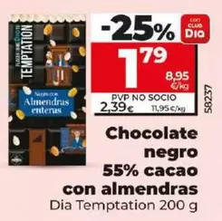 Oferta de Dia Temptation - Chocolate Negro 55% Cacao Con Almendras  por 1,79€ en Dia