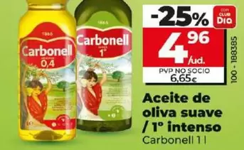 Oferta de Carbonell - Aceite De Oliva Suave / 1º Intenso por 4,96€ en Dia