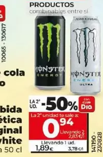 Oferta de Monster - Bebida Energética Original / Ultra White por 1,89€ en Dia