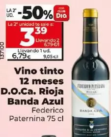 Oferta de Federico Paternina - Vino Tinto 12 Meses D.O.Ca. Rioja Banda Azul por 6,79€ en Dia