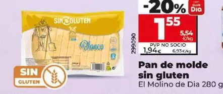 Oferta de El Molino De Dia - Pan De Molde Sin Gluten por 1,55€ en Dia