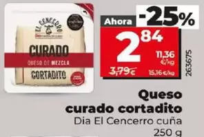 Oferta de Dia El Cencerro - Queso Curado Cortadito por 2,84€ en Dia
