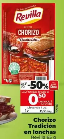 Oferta de Revilla - Chorizo Tradición En Lonchas por 1€ en Dia