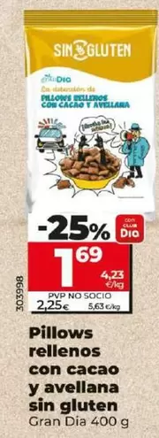 Oferta de Gran Dia - Pillows Rellenos Con Cacao Y Avellana Sin Gluten  por 1,69€ en Dia