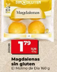Oferta de El Molino De Dia - Magdalenas Sin Gluten por 1,79€ en Dia