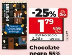 Oferta de Dia Temptation - Chocolate Negro 55% Cacao Con Almendras  por 1,79€ en Dia