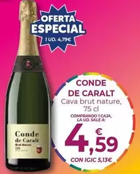 Oferta de Conde de Caralt - Cava Brut Nature por 4,59€ en CashDiplo