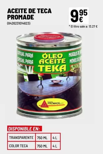 Oferta de Special - Aceite De Teca por 9,95€ en Brico Depôt