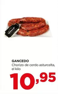 Oferta de Gancedo - Chorizo De Cerdo Asturcelta por 10,95€ en Alimerka