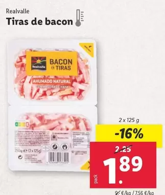 Oferta de Realvalle - Tiras De Bacon por 1,89€ en Lidl