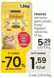Oferta de Friskies - Alimento Gato Adulto Buey/ Hígado/ Verduras por 5,29€ en Eroski
