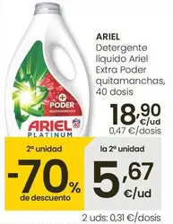Oferta de Ariel - Detergente Líquido Ariel Extra Poder Quitamanchas por 18,9€ en Eroski