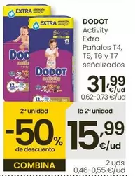 Oferta de Dodot - Activity Extra Pañales T4 por 31,99€ en Eroski