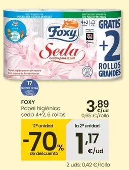 Oferta de Foxy - Papel Higienico Seda 4+2 por 3,89€ en Eroski