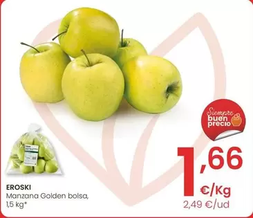 Oferta de Eroski - Manzana Golden Bolsa por 1,66€ en Eroski