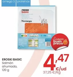 Oferta de Eroski Basic - Salmon Ahumado por 4,47€ en Eroski