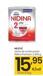 Oferta de Nestlé - Leche De Continuacion Nidina Premium 2/800 G por 15,95€ en Eroski