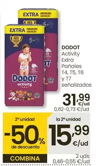 Oferta de Dodot - Activity Extra Panales T4/ T5/ T6 Y T7 Senalizados por 31,99€ en Eroski